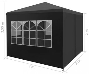 antracitszürke partisátor 3 x 3 m