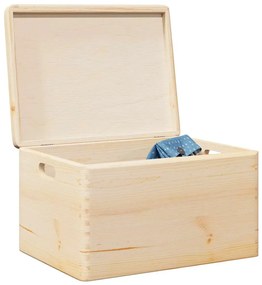 vidaXL Fa doboz fedéllel és fogantyúkkal 40x30x23 cm tömör fa fenyő