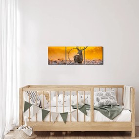 Kép - Szarvas napfelkeltekor (órával) (90x30 cm)