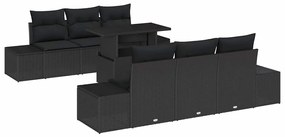 vidaXL Kanapé Szett párnával 7 pcs Fekete polirattan