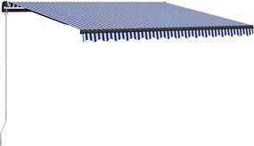 vidaXL kék és fehér kézzel kihúzható napellenző 450 x 300 cm