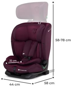 KINDERKRAFT - Autósülés ONETO 3 i-Méret (76-150 cm) + Isofix Cherry pearl