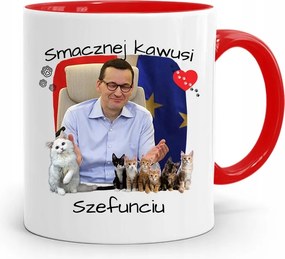 Piros Politikus Bögre Mateusz Morawiecki Miniszterelnök fényképes nyomtatással