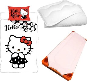 Hello Kitty Black Dress gyerek, ovis ágyneműhuzat, derékalj és paplan/párna szett 100x135 cm 40x60 cm