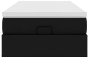 Ottomán ágykeret matraccal Fekete 90x190cm műbőrrel