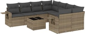 vidaXL 9 részes világosszürke polyrattan kerti ülőgarnitúra párnával