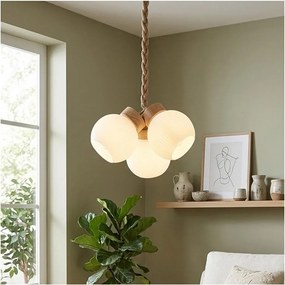 Zsinóros csillár LOOMIS 3xE27/15W/230V 83 cm bézs/tölgy