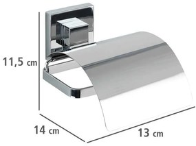 Fényes ezüstszínű öntapadós műanyag fürdőszobai kiegészítő szett Quadro – Wenko