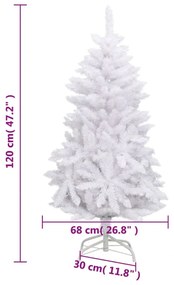fehér csuklópántos műkarácsonyfa állvánnyal 120 cm