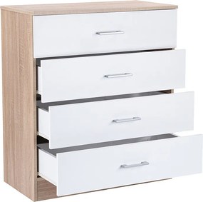 Miami komód 4 fiókos 80x92 cm fehér-sonoma tölgy