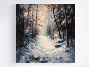 Poszter Erdő Fák Út Ösvény Hó Tél Berkenye 80x80