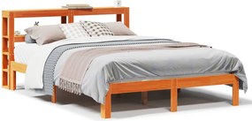 vidaXL viaszbarna tömör fenyőfa ágy matrac nélkül 120 x 190 cm