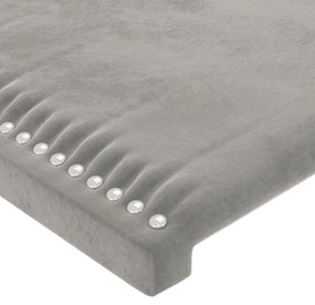 világosszürke bársony LED-es fejtámla 103x16x118/128 cm