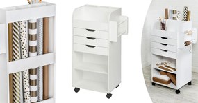 Gurulós tárolószekrény polcokkal, fiókokkal