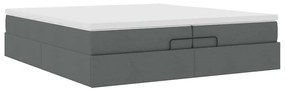 Ottomán ágykeret matracokkal Sötét szürke 200x200cm szövet
