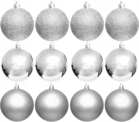 12 db-os Karácsonyfa Bomba Szett ezüst 6 cm-es karácsonyfadísz szett