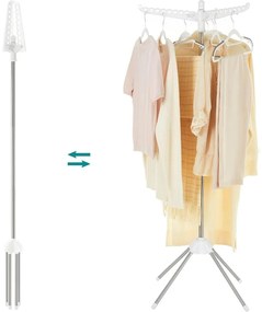 SONGMICS ruhaszárító, 3 forgatható kar vállfáknak fehér és ezüst színben