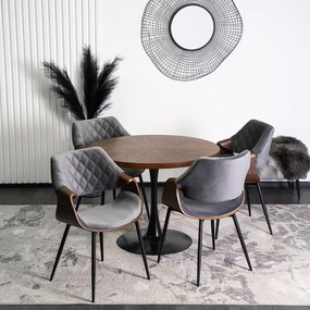 Scaun de bar elegant din catifea gri FLORES