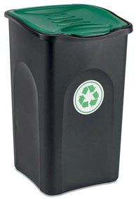 STEFANPLAST Szelektív hulladékgyűjtő ECOGREEN 50 L, fekete/zöld fedéllel, szelektív hulladékgyűjtéshez
