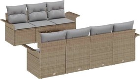 vidaXL Kerti Kanapé Szett párnával 8 pcs Barna és szürke polirattan