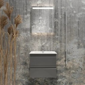 Fürdőszobai szekrény mosdóval VEDO + LED tükör LED/10W/230V IP44 szürke