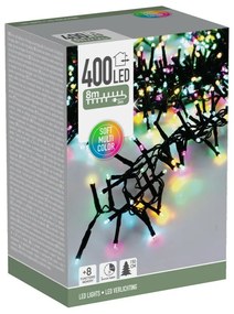 Macaron kültéri fényfüzér, 8 m, 400 LED, (zöld, narancssárga, kék, rózsaszín), időzítő, IP44, 8 m