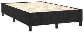 fekete bársony rugós és LED-es ágy matraccal 120x200 cm