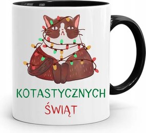 Fekete Karácsonyi Bögre Mikulásra, fényképes nyomtatással