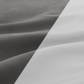 Tokio sarokkanapé, 2 ágyneműtartóval, bársony + műbőr, jobboldali, szürke - fehér