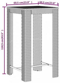3 részes szürke polyrattan és tömör akácfa kerti bárszett