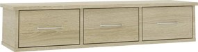 vidaXL sonoma falra szerelhető szerelt fa fiókos polc 88x26x18,5 cm