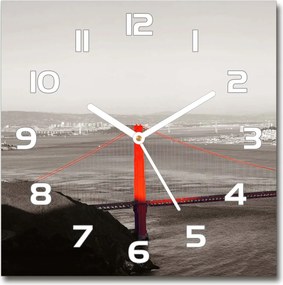 Négyzet alakú üveg falióra San Francisco híd 30x30