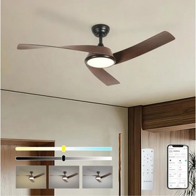ZEVENTI - LED mennyezeti ventilátor AERYS LED/24W/230V Wi-Fi Tuya fekete/dió + távirányító