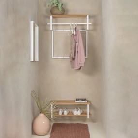 Fehér-natúr színű fém fali fogas polccal Rizzoli – Spinder Design