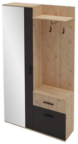 Előszoba Cless (artisan tölgy + fekete) (tükörrel). 1104707