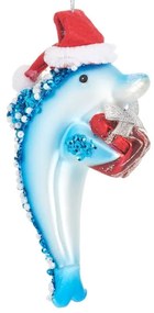 Üveg kézzel készített karácsonyfadísz 12,5 cm Dolphin – Sass &amp; Belle
