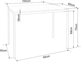 Étkező garnitúra 1 + 4, fekete asztal RAMOD 100x60 cm márvány dekor + zöld TURIN szék fekete lábakkal