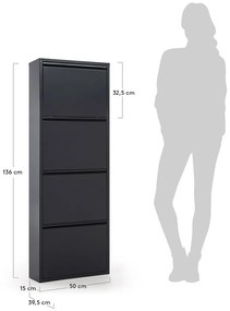 Antracitszürke fém billenő ajtós cipőtartó Rox – Kave Home