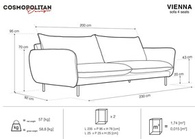 Vienna bézs kanapé, 230 cm - Cosmopolitan Design