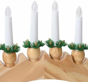 Karácsonyi gyertyatartó ív 10 LED gyertyával Barna