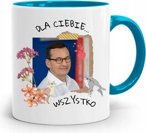 Kék Politikus Bögre Mateusz Morawiecki Miniszterelnök fényképes nyomtatással