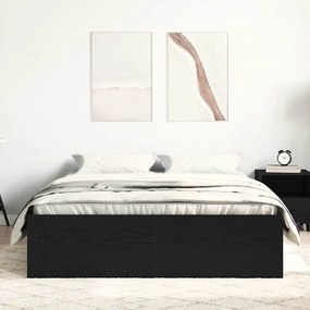 fekete tölgy színű szerelt fa ágykeret matrac nélkül 140x190 cm