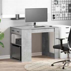 íróasztal fiókkal és polccal betonszürke 102x62x77,5 cm műfa