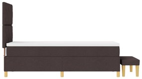 Bonell rugós ágy matraccal és paddal Sötétbarna 80x200 cm Szövet
