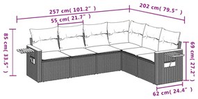 6 részes szürke polyrattan kerti ülőgarnitúra párnákkal