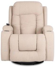 Elektromosan Vezérelhető Masszázsfunkciós Relaxfotel Bézs Szövet Kárpittal. BOX 2