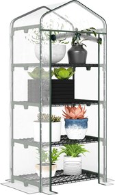 Outsunny Üvegház Polcokkal, Télálló Acélvázú Üvegház, Üvegház Balkonra, Kertbe, Paradicsom Üvegház 70x50x160cm, Üvegház Zöldségekhez, Virágokhoz, Növé