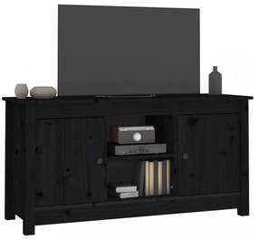 fekete tömör fenyőfa TV-szekrény 103 x 36,5 x 52 cm