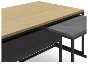 Szürke-natúr színű dohányzóasztal szett 3 db-os 60x110 cm Camelia – Marckeric
