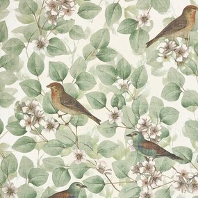 Arthouse Signature 2 Birds & Blossoms zöld leveles vinyl tapéta – 296402